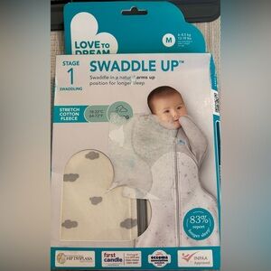 Swaddle Up Stage 1 Stretch Cotton Swaddle - Gray & Cream